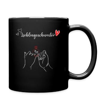 Lieblingsschwester bestie beste Schwester - Tasse einfarbig - Schwarz - Rechts