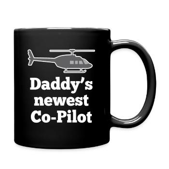 Daddy's Newest Co-Pilot Kinder Papa Baby Geschenk - Tasse einfarbig - Schwarz - Rechts