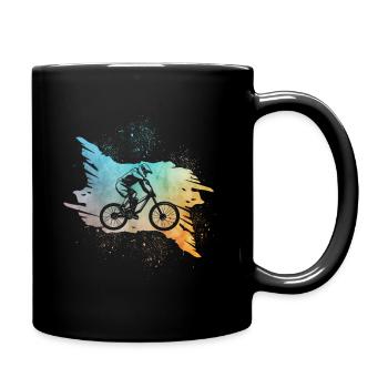 Mountain bike motif downhill bike - Full Colour Mug - black - Right
