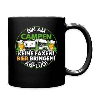 Camping Wohnwagen Camper Wohnmobil Geschenk - Tasse einfarbig - Schwarz - Rechts