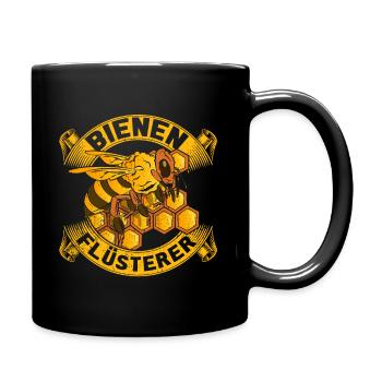 Biene Imker Flüsterer Hummel Honig Geschenk Wabe - Tasse einfarbig - Schwarz - Rechts