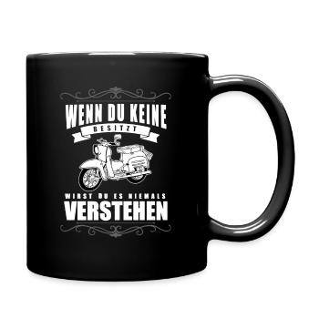 Schwalbenfahrer Schwalbe DDR Moped Nostalgie - Tasse einfarbig - Schwarz - Rechts