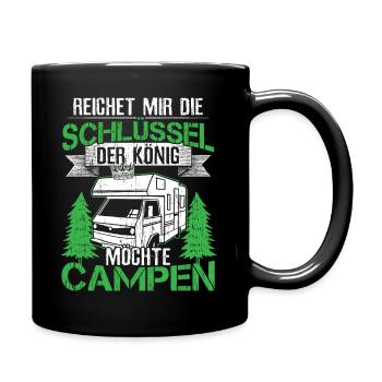 Camping Wohnwagen Camper Wohnmobil Geschenk - Tasse einfarbig - Schwarz - Rechts