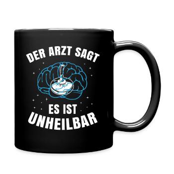 Eisstock Arzt sagt unheilbar Eisstockschütze - Tasse einfarbig - Schwarz - Rechts