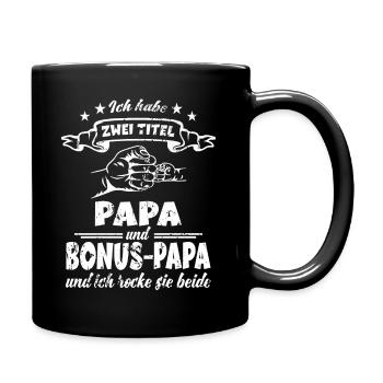 Bonus Papa Vatertag Geschenk - Tasse einfarbig - Schwarz - Rechts