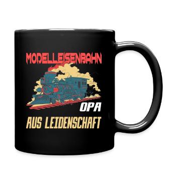 Modelleisenbahner- Opa Modelleisenbahn - Tasse einfarbig - Schwarz - Rechts