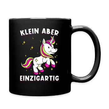 Einhorn Spruch Klein aber einzigartig - Tasse einfarbig - Schwarz - Rechts