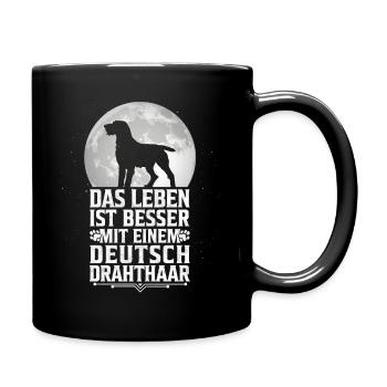 Leben ist besser mit einem Deutsch Drahthaar - Tasse einfarbig - Schwarz - Rechts