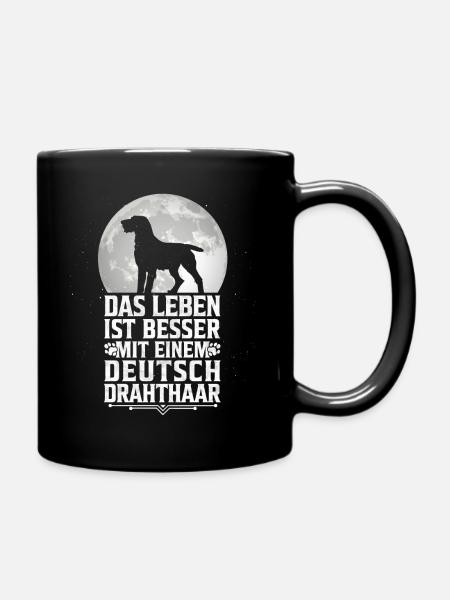 Leben ist besser mit einem Deutsch Drahthaar - Tasse einfarbig - Schwarz