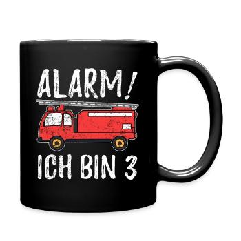 Alarm Ich Bin 3 Feuerwehr - Tasse einfarbig - Schwarz - Rechts