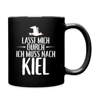 Lasst mich durch ich muss nach Kiel Möwe - Tasse einfarbig - Schwarz - Rechts
