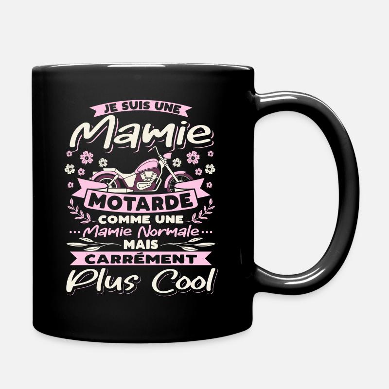 Mamie Motarde Humour Mamou Grand-Mère Motocyclette - Mug uni - noir