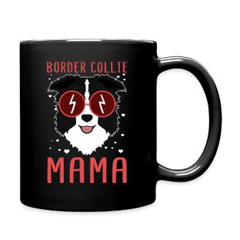 Border Collie Mama Hundehalter Frauchen Geschenk - Tasse einfarbig - Schwarz - Rechts