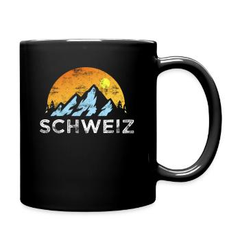 Schweizer Berge Alpen Schweiz - Tasse einfarbig - Schwarz - Rechts