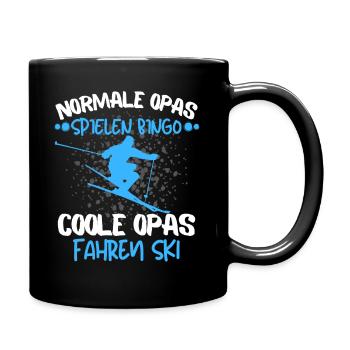 COOLE OPAS FAHREN SKI - LUSTIGER SKIFAHRER SPRUCH - Tasse einfarbig - Schwarz - Rechts