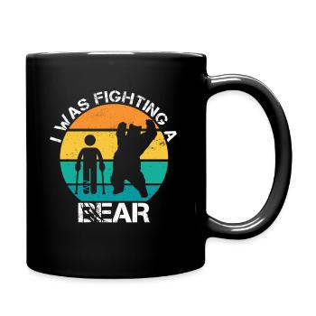 I Was Fighting A Bear Gebrochenes Bein Gipsbein - Tasse einfarbig - Schwarz - Rechts