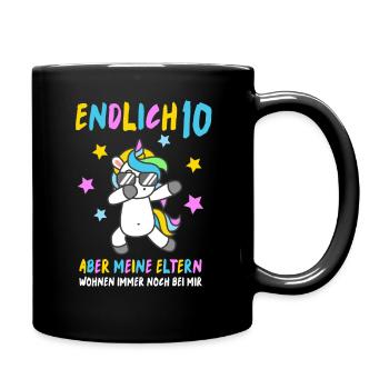 10. Geburtstag Mädchen Einhorn Dab 10 Jahre - Tasse einfarbig - Schwarz - Rechts