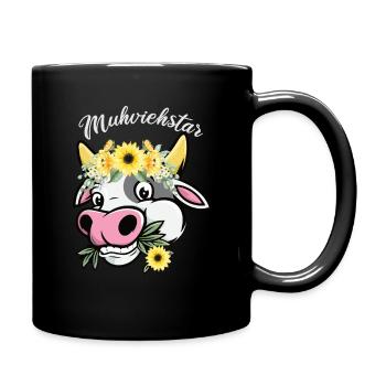 MUHVIEHSTAR Landwirtshaft Bäuerin Kühe Geschenk - Tasse einfarbig - Schwarz - Rechts