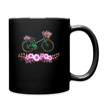 vélo fleurs roue fleur de couleur d’eau cadeau - Mug uni - noir - Droite
