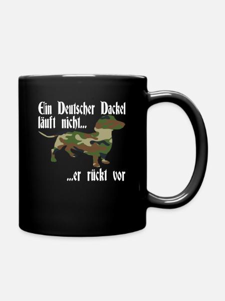 Dackelmotiv Dackel Damen Hund Herren Silhouette - Tasse einfarbig - Schwarz