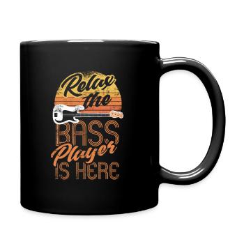 Retro Bass Spieler - Tasse einfarbig - Schwarz - Rechts