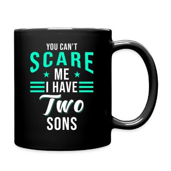 Eltern zwei Söhne Spruch Mama Papa - Tasse einfarbig - Schwarz - Rechts