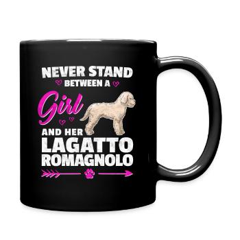 A Girl and her Lagotto Romagnolo Truffle Dog - Full Colour Mug - black - Right
