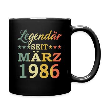 1986 Jahr Geburtstag Legendär seit März 1986 - Tasse einfarbig - Schwarz - Rechts
