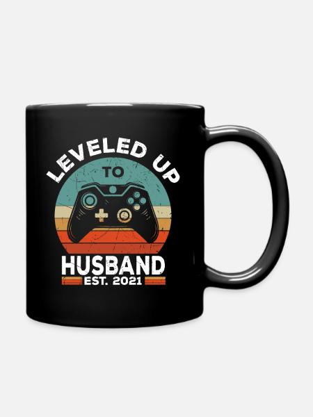 Ehemann 2021 Gamer Hochzeit Geschenk - Tasse einfarbig - Schwarz