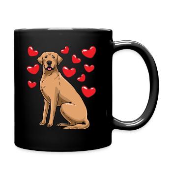 Broholm dog with hearts - Full Colour Mug - black - Right