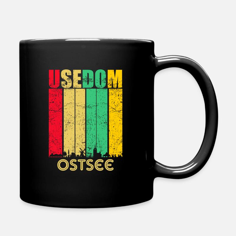Usedom Ostsee Skyline Leuchtturm Muscheln - Tasse einfarbig - Schwarz