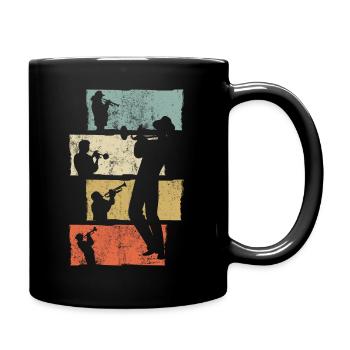 Retro Trompeter Trompete Trompetenspieler - Tasse einfarbig - Schwarz - Rechts