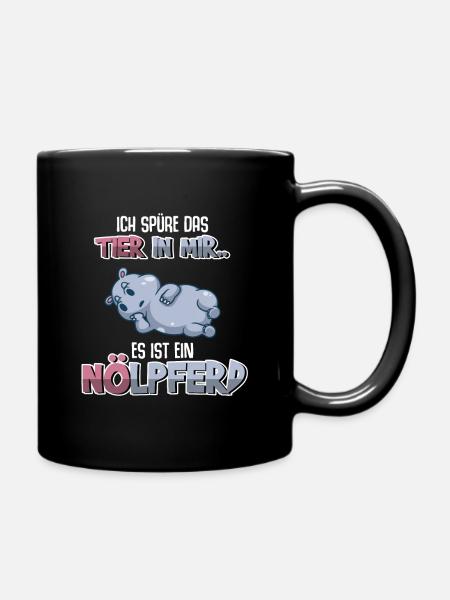 Ich spüre das Tier in mir es ist ein Nölpferd - Tasse einfarbig - Schwarz