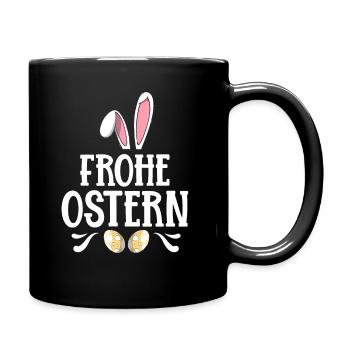 Frohe Ostern Osterhase Hase Osterfeuer Geschenk - Tasse einfarbig - Schwarz - Rechts