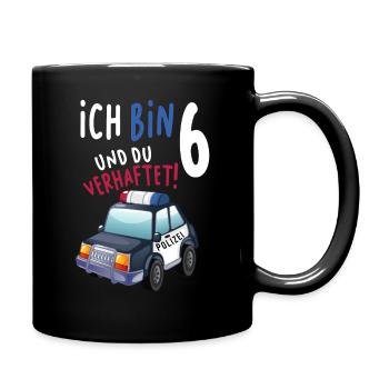 6. Geburtstag Polizei Geschenk 6 Jahre Polizist - Tasse einfarbig - Schwarz - Rechts