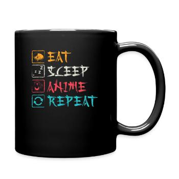 Japonais Anime Manga Eat Sleep Anime Repeat Design - Mug uni - noir - Droite