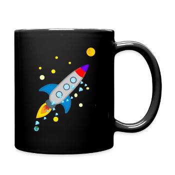 Rakete zum Mond - Tasse einfarbig - Schwarz - Rechts