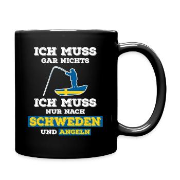 Schweden Angeln Geschenkidee - Tasse einfarbig - Schwarz - Rechts