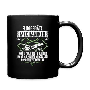 Fluggeräte Mechaniker Flugzeug Triebwerk Luftfahrt - Tasse einfarbig - Schwarz - Rechts