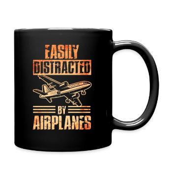 J’aime les avions voler - Mug uni - noir - Droite