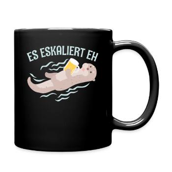 Otter Geschenk mit Süße Otter - Tasse einfarbig - Schwarz - Rechts