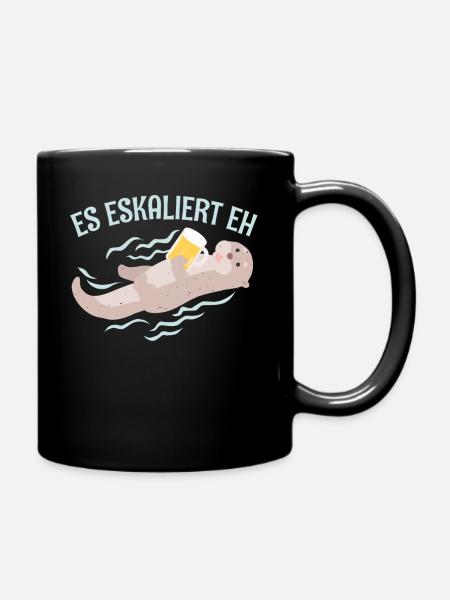 Otter Geschenk mit Süße Otter - Tasse einfarbig - Schwarz
