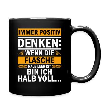 Saufen feiern Bier Trinkspruch Dorf lustig Party - Tasse einfarbig - Schwarz - Rechts