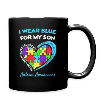 I Wear Blue For My Son Autismus Autism Awareness - Full Colour Mug - black - Right