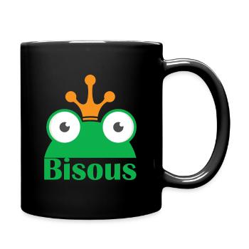 Bisous Frog King Kiss Kiss Love Gift Idea - Full Colour Mug - black - Right