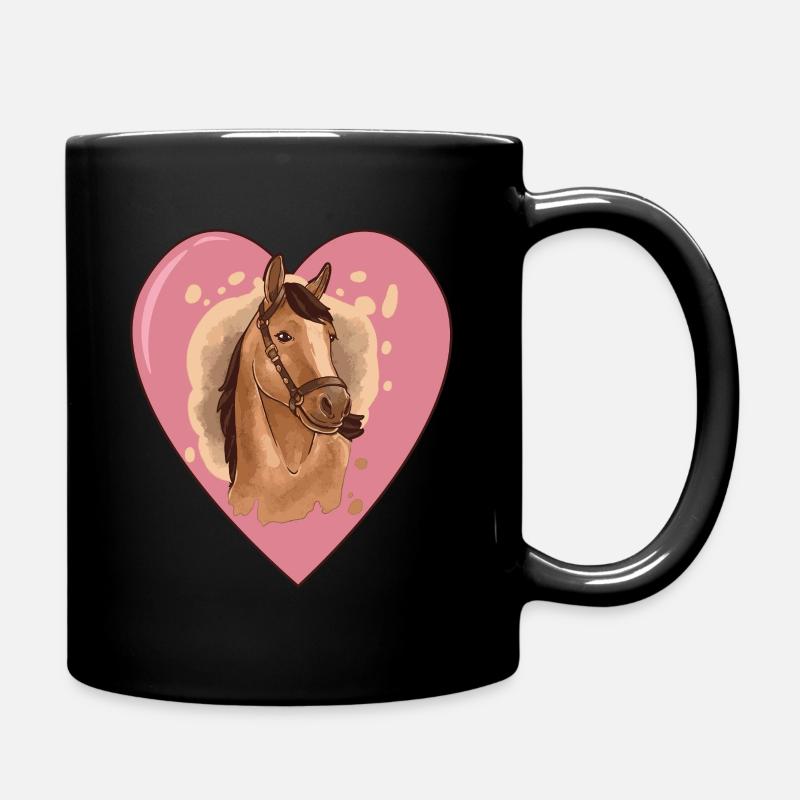 Cheval avec coeur pour chevaux aux toits de chevaux - Mug uni - noir
