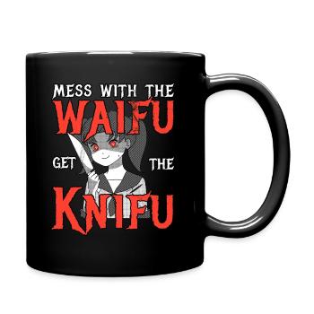 Yandere Anime Girl Waifu Japanese Aesthetic Gift - Full Colour Mug - black - Right