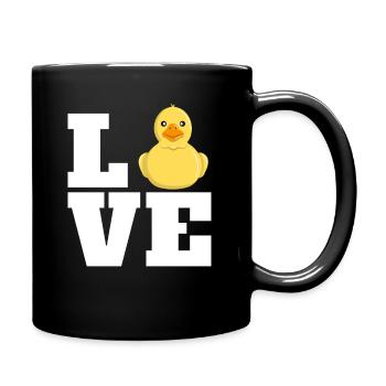 Liebe Badeente Ente Entenliebhaber Quietscheente - Tasse einfarbig - Schwarz - Rechts
