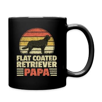 Flat Coated Retriever Papa Retriever Geschenk - Tasse einfarbig - Schwarz - Rechts