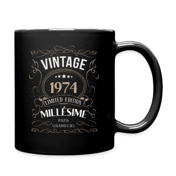 PAPA NÉ EN 1974 ANNIVERSAIRE cadeau humour vin - Mug uni - noir - Droite